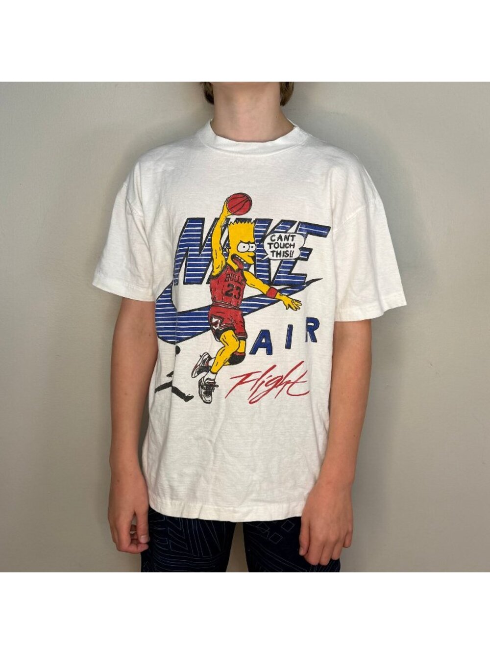Vintage 1990s Bart Simpson Parody T-Shirt, Chicago Bulls Michael Jordan, Small